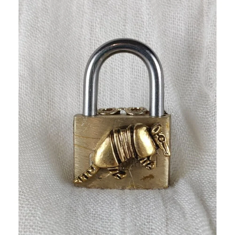Steampunk Mini Padlock Upcycle Metal Filigree Armadillo Jewelry Key Cosplay